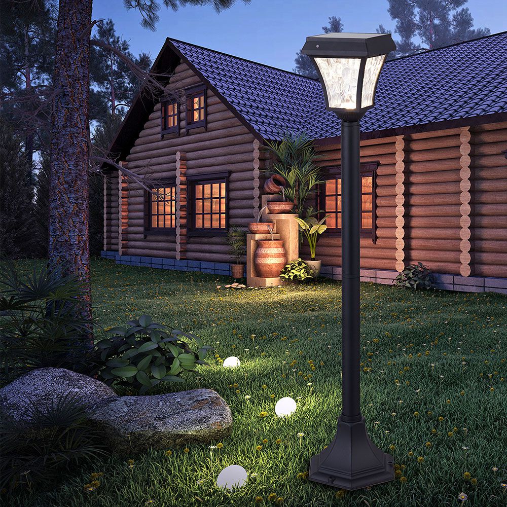 Solarna lampa stojąca ogrodowa / Wysokość: 930 mm / Obudowa: Czarna / Barwa:3w1 / IP65 /