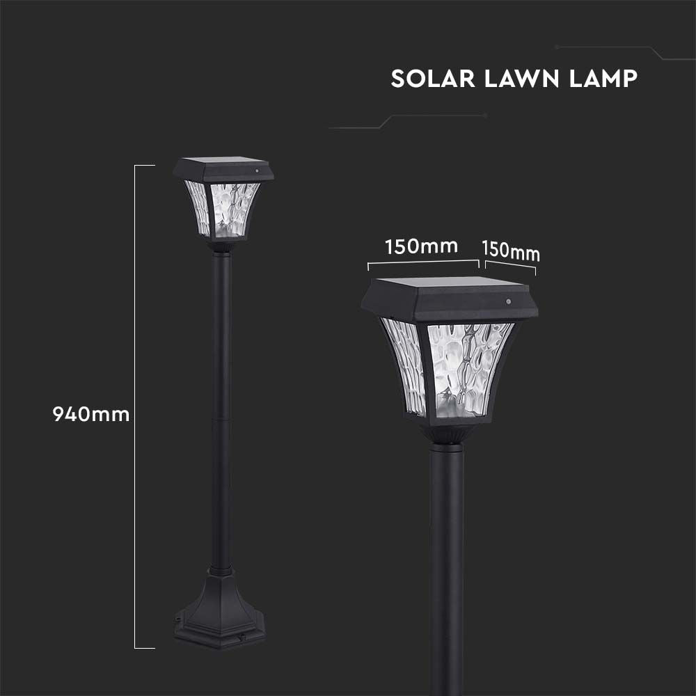 Solarna lampa stojąca ogrodowa / Wysokość: 930 mm / Obudowa: Czarna / Barwa:3w1 / IP65 /