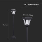Solarna lampa stojąca ogrodowa / Wysokość: 930 mm / Obudowa: Czarna / Barwa:3w1 / IP65 /