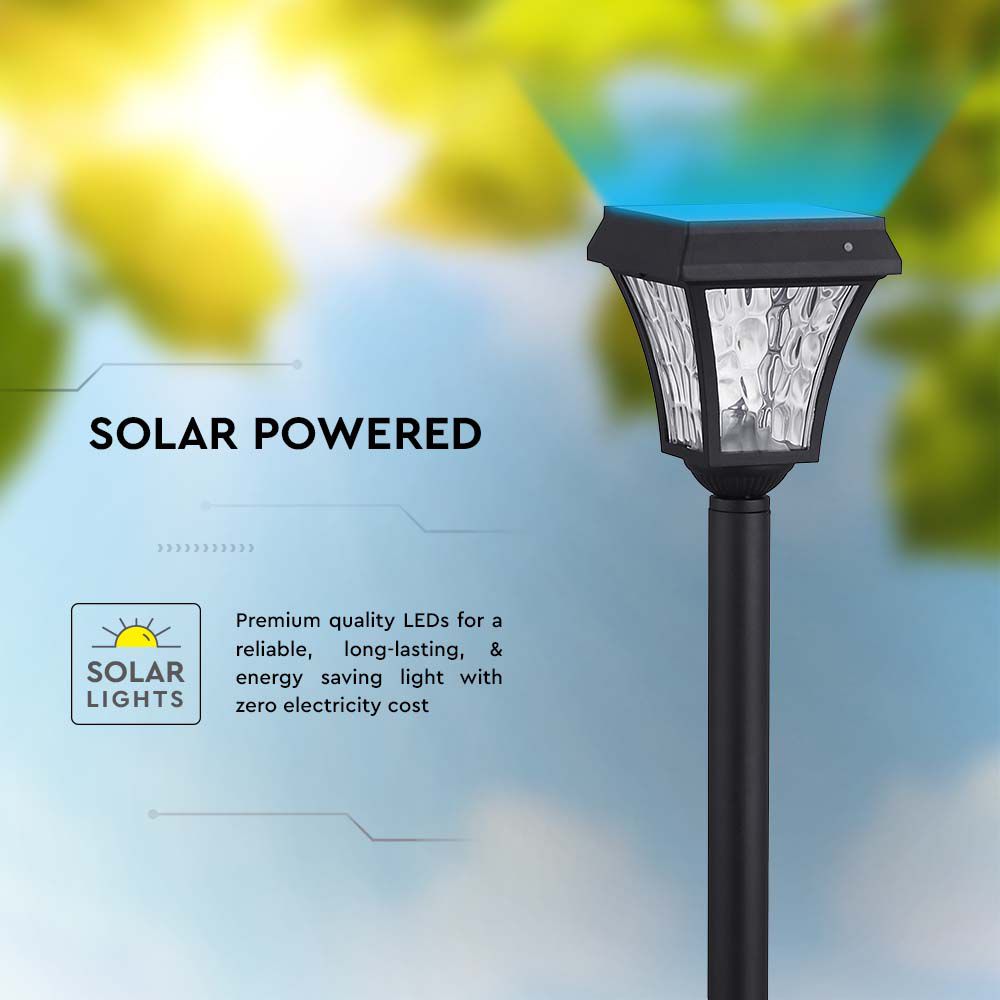 Solarna lampa stojąca ogrodowa / Wysokość: 930 mm / Obudowa: Czarna / Barwa:3w1 / IP65 /