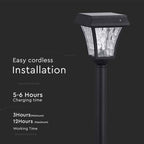 Solarna lampa stojąca ogrodowa / Wysokość: 930 mm / Obudowa: Czarna / Barwa:3w1 / IP65 /