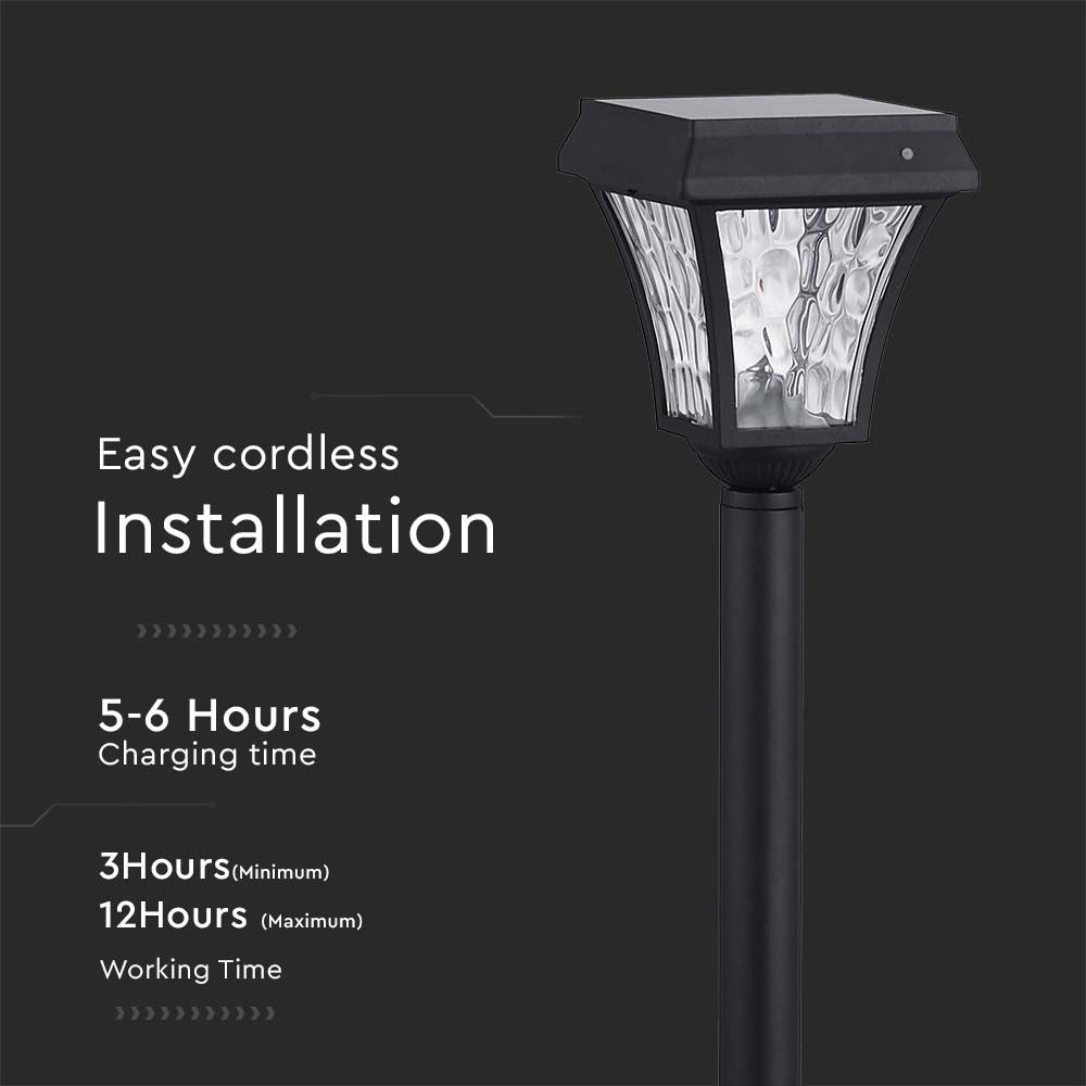 Solarna lampa stojąca ogrodowa / Wysokość: 930 mm / Obudowa: Czarna / Barwa:3w1 / IP65 /