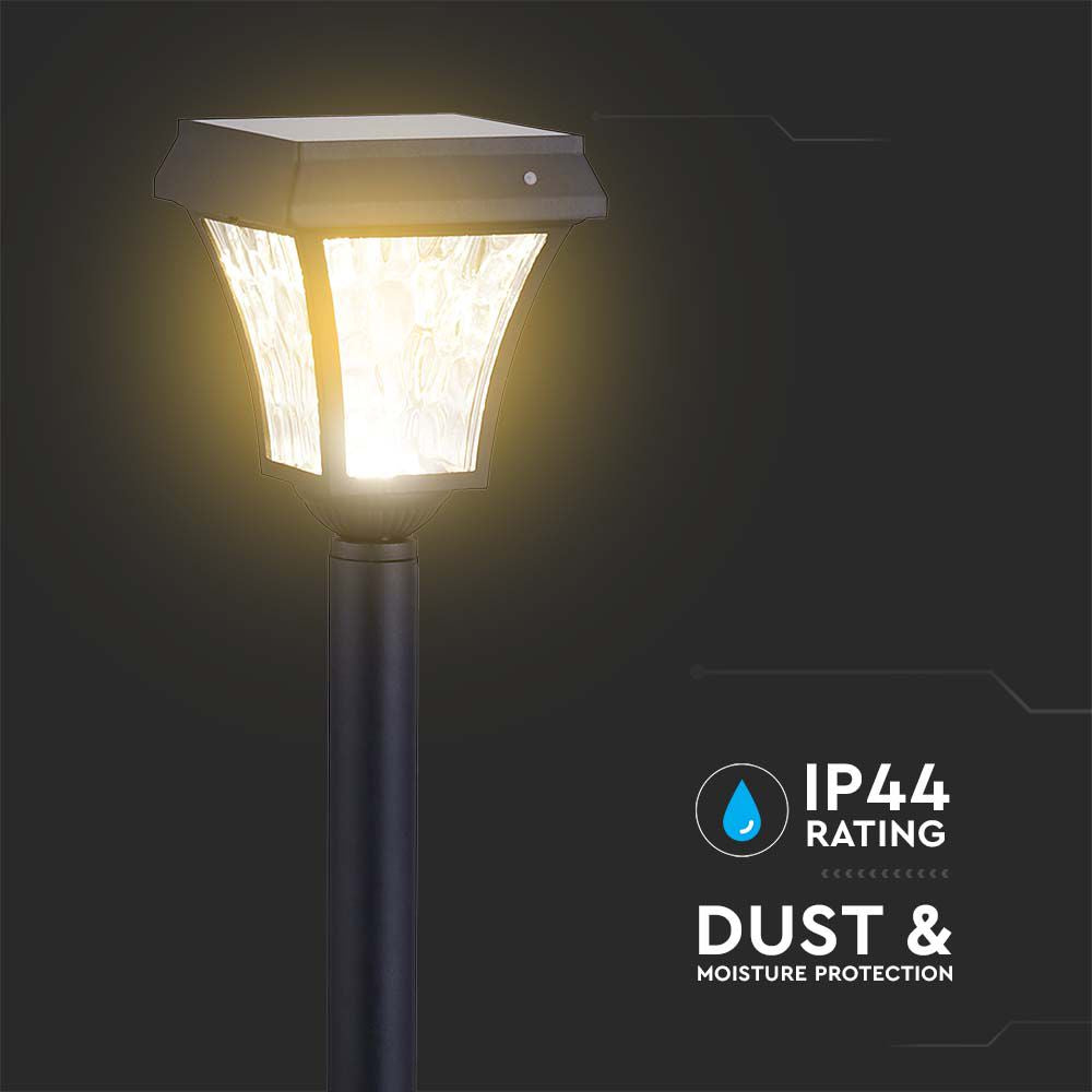 Solarna lampa stojąca ogrodowa / Wysokość: 930 mm / Obudowa: Czarna / Barwa:3w1 / IP65 /