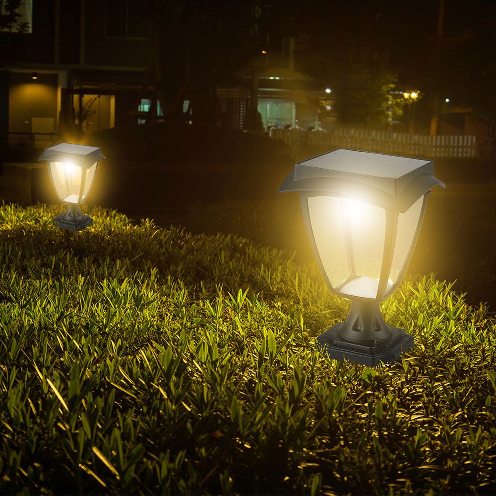 Solarna lampa stojąca ogrodowa / Wysokość: 250 mm / Obudowa: Czarna / Barwa:3000K+6000K / IP65 /