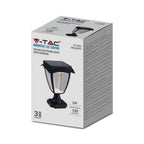 Solarna lampa stojąca ogrodowa / Wysokość: 250 mm / Obudowa: Czarna / Barwa:3000K+6000K / IP65 /