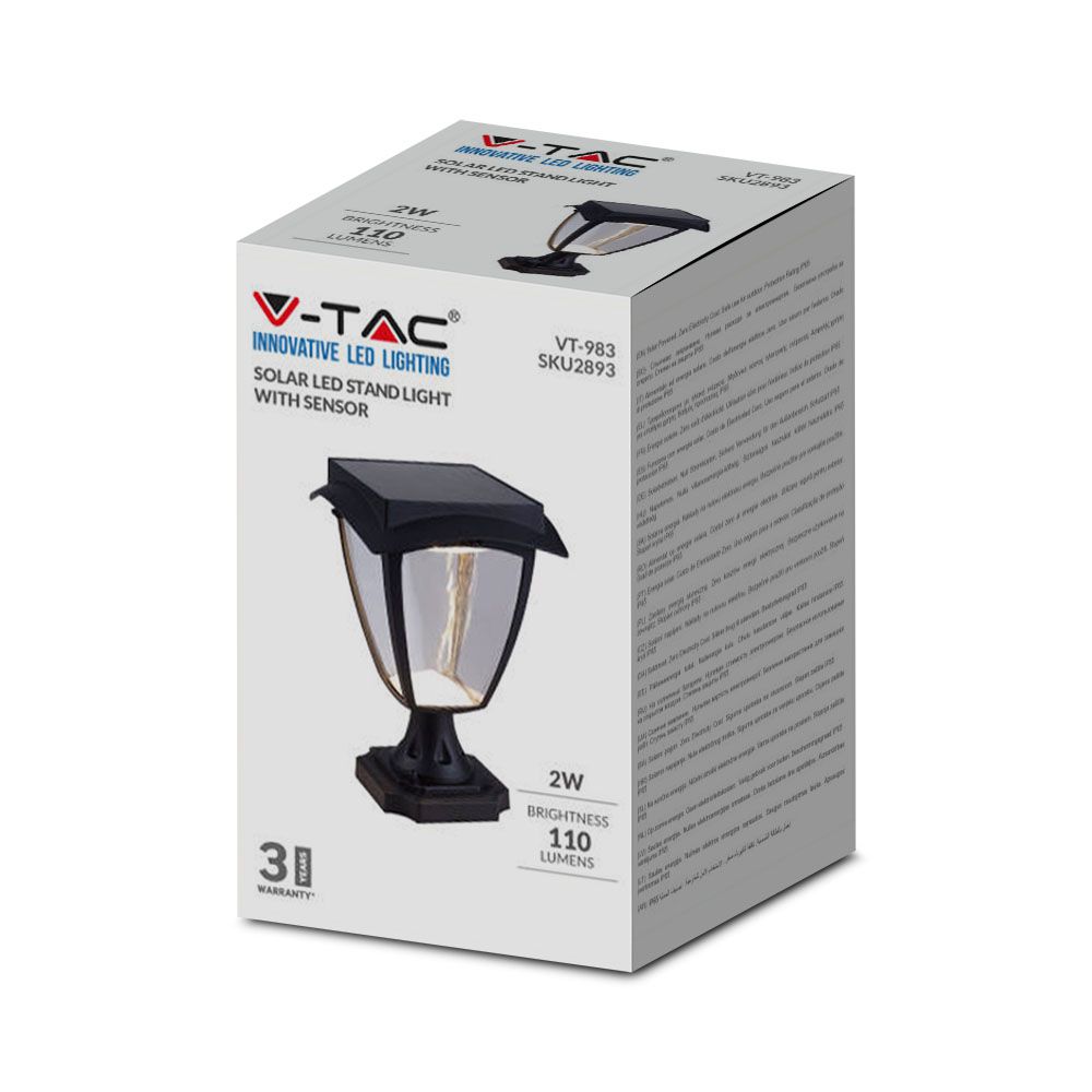 Solarna lampa stojąca ogrodowa / Wysokość: 250 mm / Obudowa: Czarna / Barwa:3000K+6000K / IP65 /
