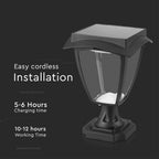 Solarna lampa stojąca ogrodowa / Wysokość: 250 mm / Obudowa: Czarna / Barwa:3000K+6000K / IP65 /