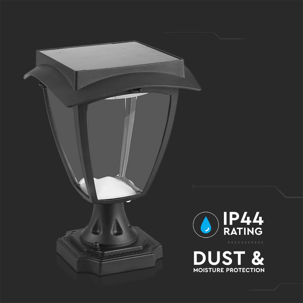 Solarna lampa stojąca ogrodowa / Wysokość: 250 mm / Obudowa: Czarna / Barwa:3000K+6000K / IP65 /