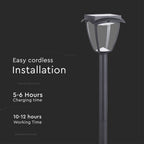 Solarna lampa stojąca ogrodowa / Wysokość: 930 mm / Obudowa: Czarna / Barwa:3000K+6000K / IP65 /