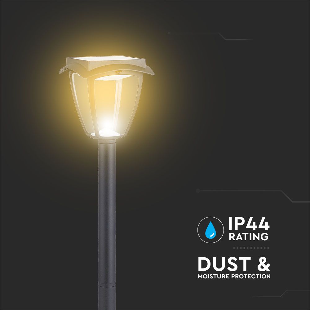 Solarna lampa stojąca ogrodowa / Wysokość: 930 mm / Obudowa: Czarna / Barwa:3000K+6000K / IP65 /