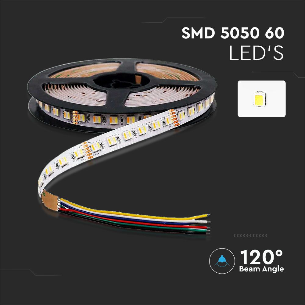 24W Taśma LED / Barwa:3w1+RGB / IP20 / Zasilanie: 24V / Rolka:5m