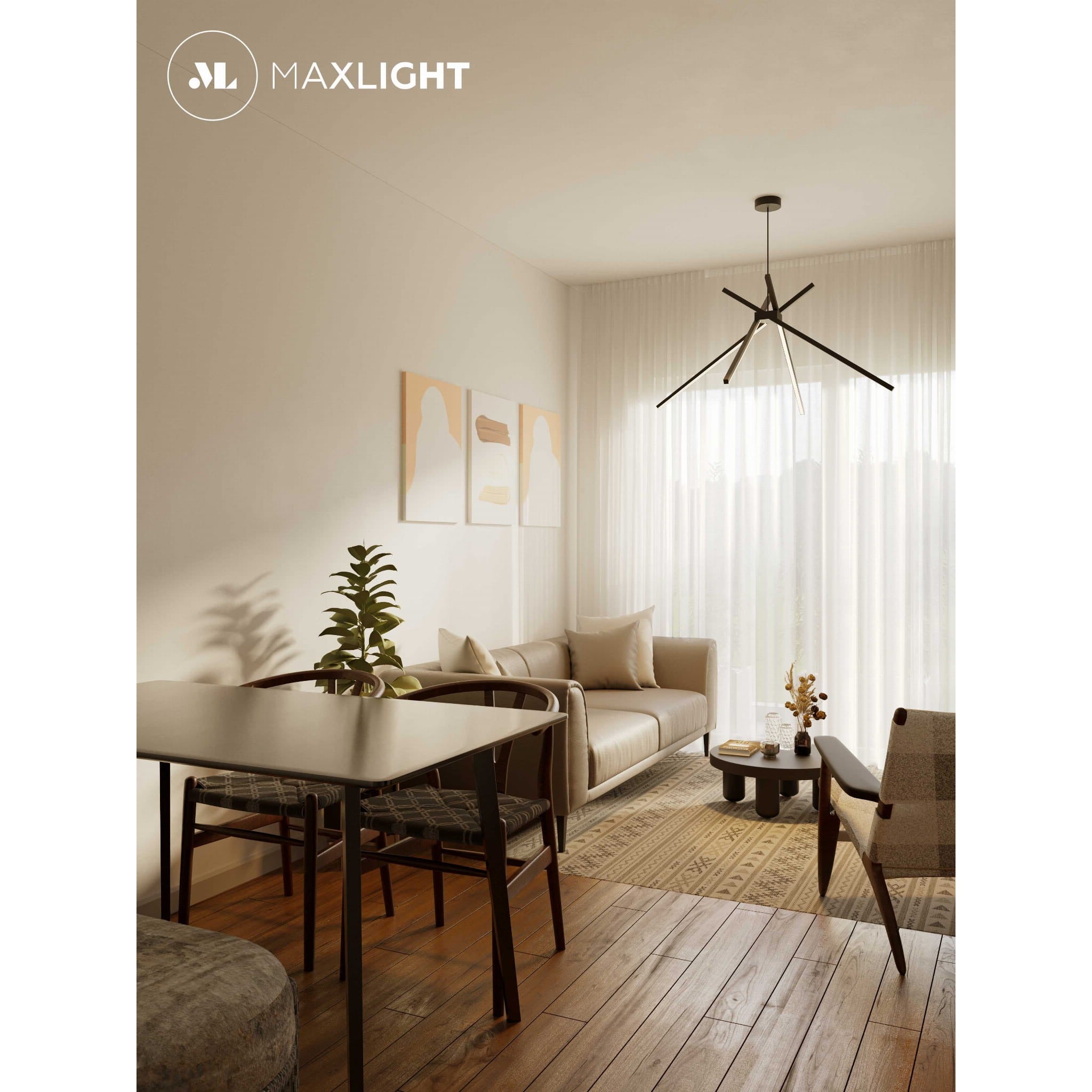 Maxlight Lampa wisząca Spider - Metal + akryl - Czarny P0412