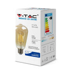 6W ST64 Żarówka LED Filament / Klosz Bursztynowy / Chip SAMSUNG / Barwa:2200K / Trzonek:E27