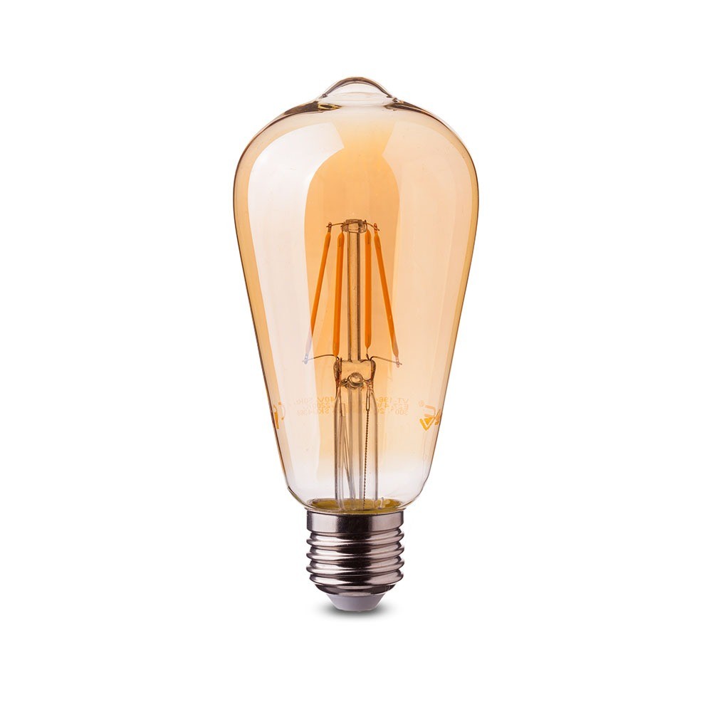 6W ST64 Żarówka LED Filament / Klosz Bursztynowy / Chip SAMSUNG / Barwa:2200K / Trzonek:E27
