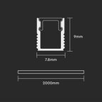 Profil Aluminiowy do paska LED na powierzchniowy / 2000mmx7.8mmx9mm / Klosz: Mleczny / Kolor: Aluminium