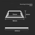 Elastyczny Profil Aluminiowy do paska LED na powierzchniowy / 2000mmx6mmx18mm / Klosz: Mleczny / Kolor: Aluminium