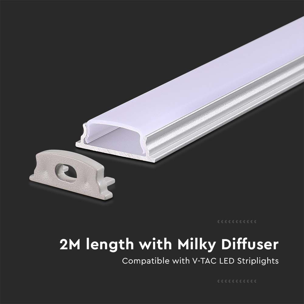 Elastyczny Profil Aluminiowy do paska LED na powierzchniowy / 2000mmx6mmx18mm / Klosz: Mleczny / Kolor: Aluminium