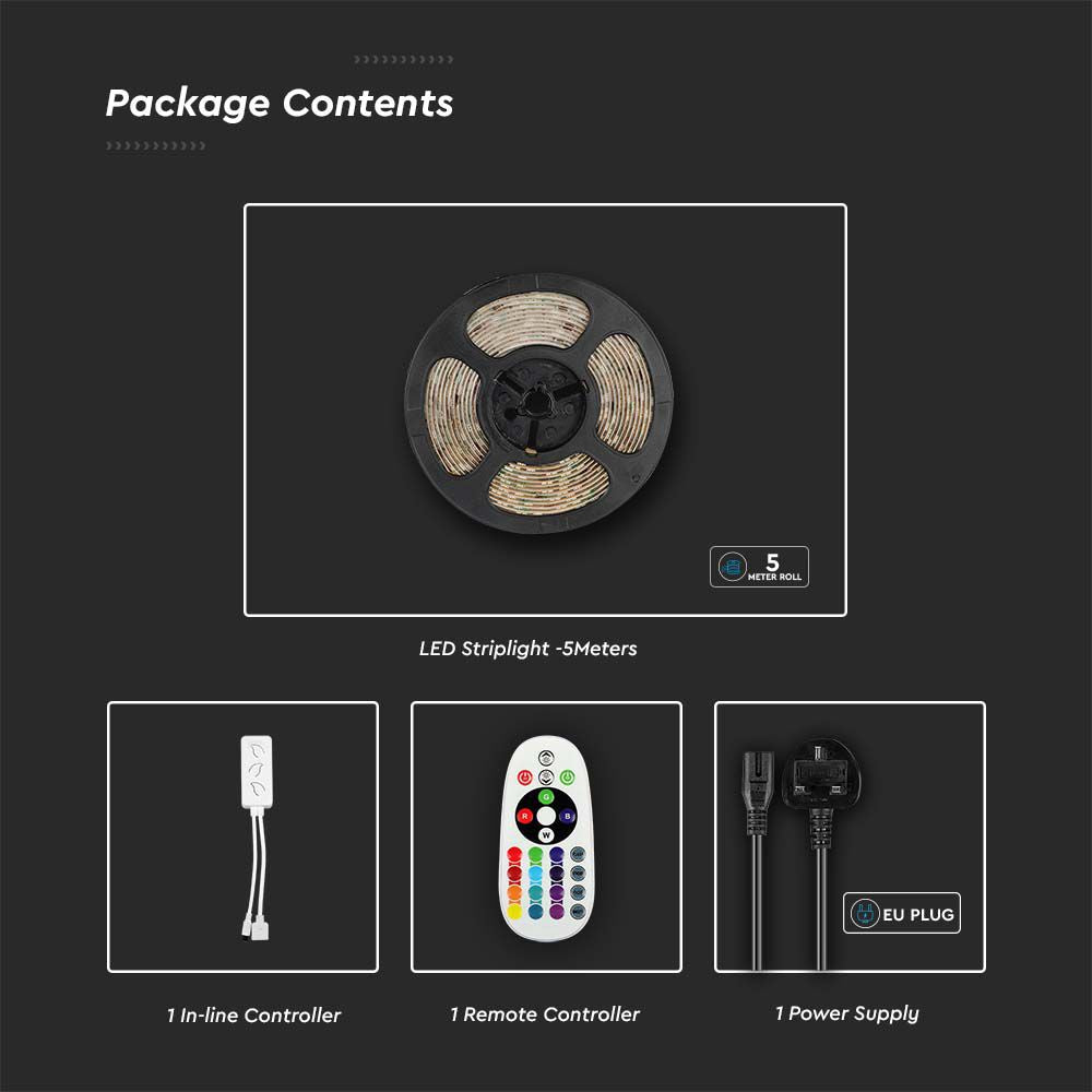 10W Zestaw Taśma LED z zasilaczem / Kompatybilny z Amazon Alexa i Google Home / Barwa: RGB+3w1 / IP65 (EU Wtyczka)