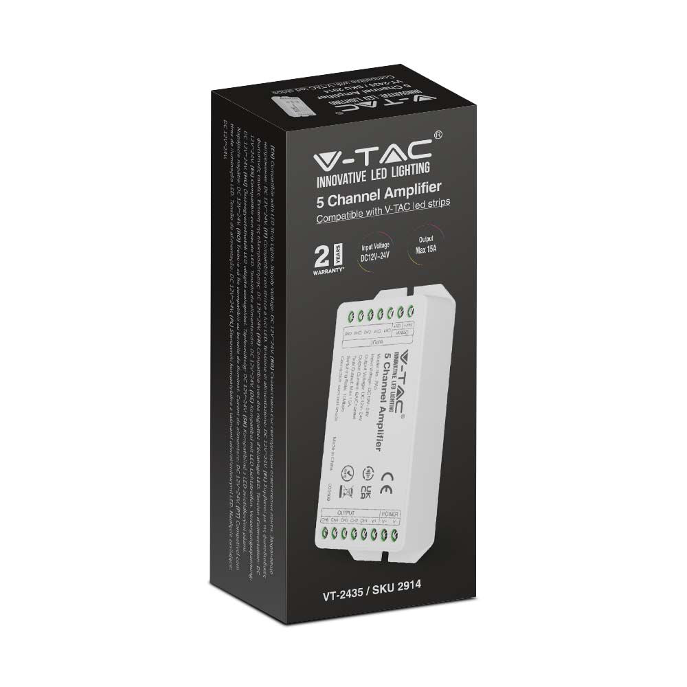 Wzmacniacz sygnału zasilającego do paska LED / Zasilanie: 12V-24V / Pięciokanałowy