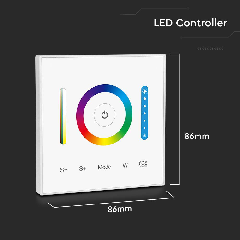 Naścienny sterownik WiFi do paska LED CCT, RGB, RGB+W / Obudowa: Biała