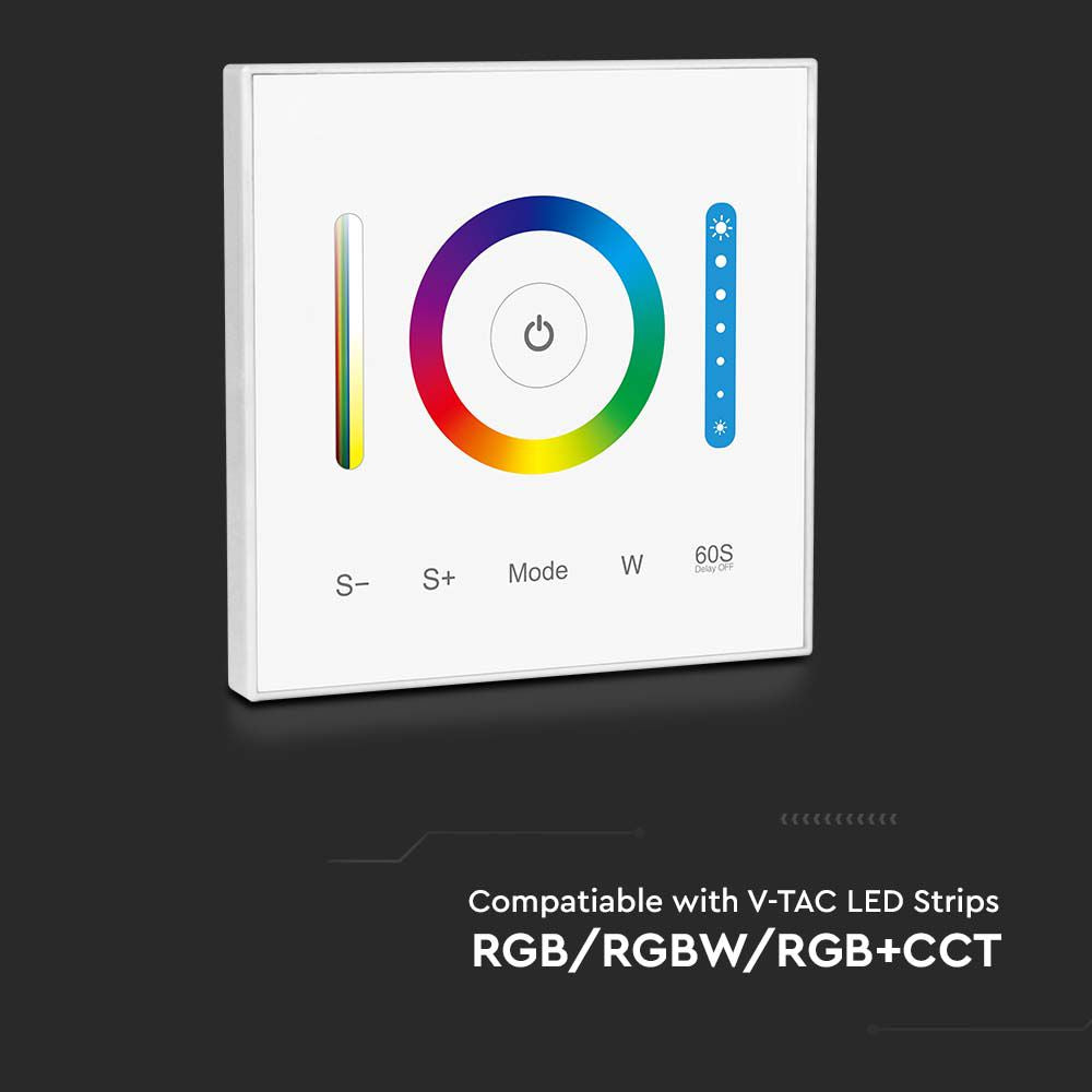 Naścienny sterownik WiFi do paska LED CCT, RGB, RGB+W / Obudowa: Biała