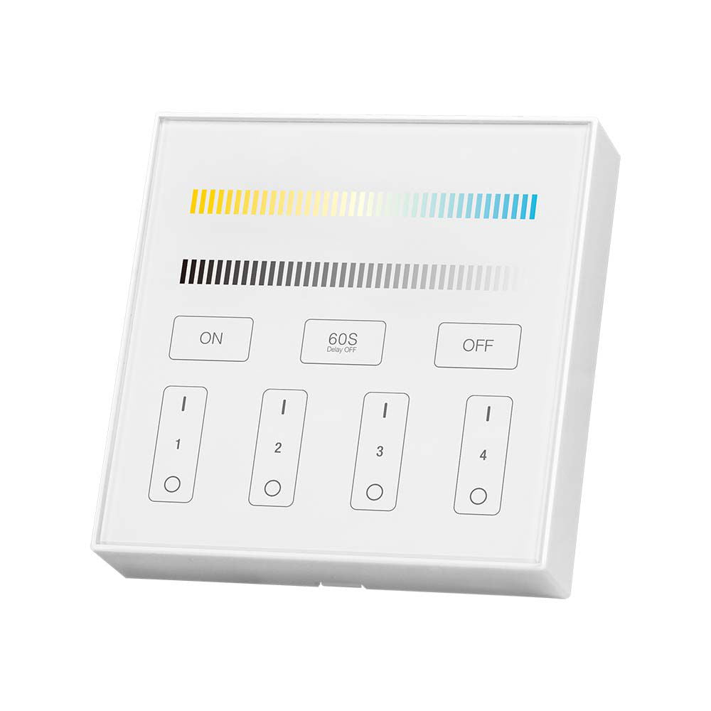 Naścienny sterownik WiFi do paska LED CCT / 4 strefowy / Obudowa: Biała