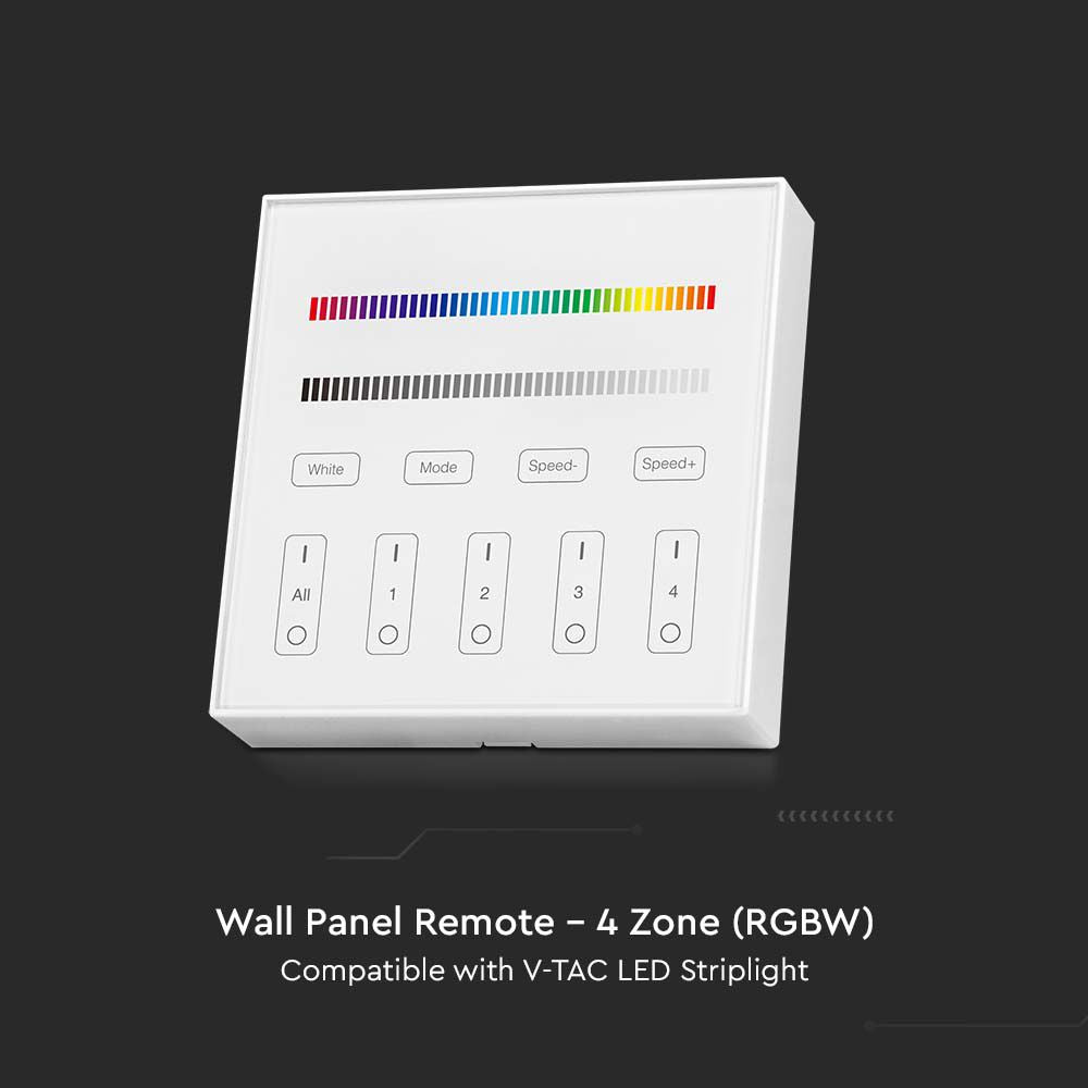 Naścienny sterownik WiFi do paska LED RGB+W / 4 strefowy / Obudowa: Biała