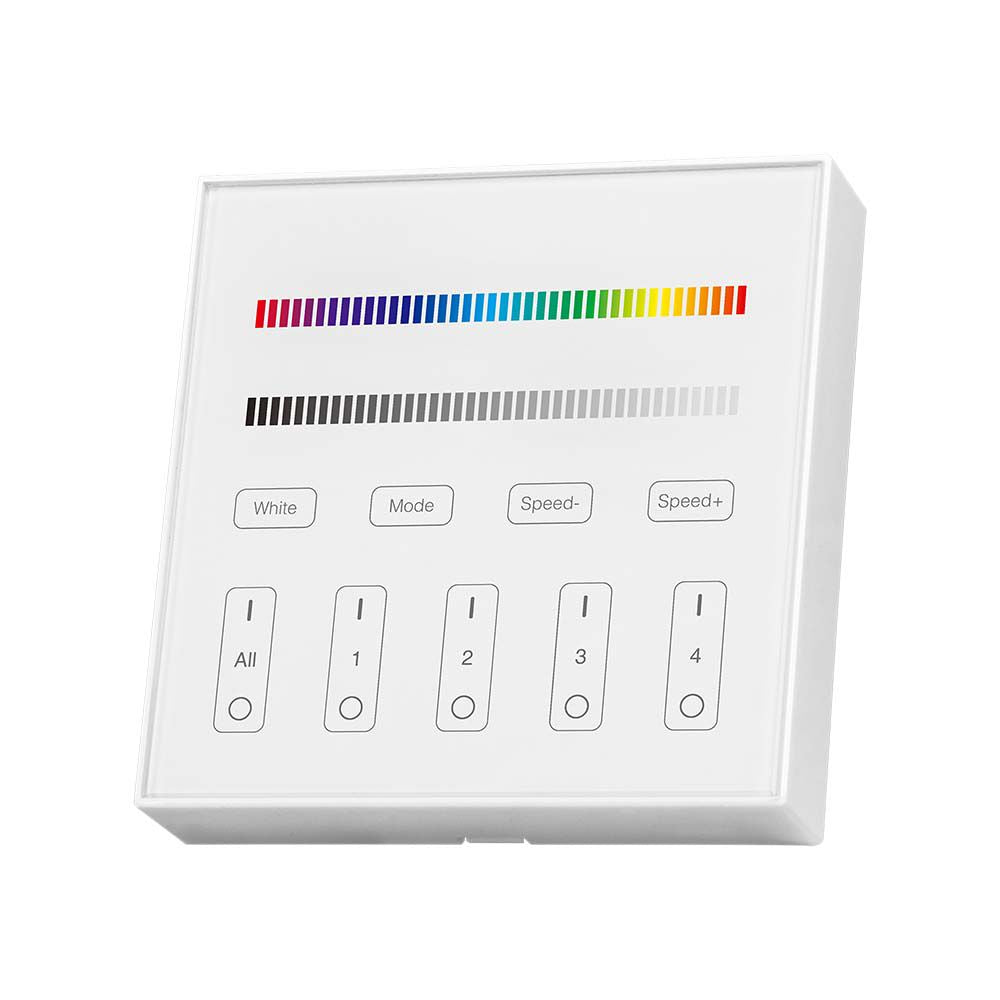 Naścienny sterownik WiFi do paska LED RGB+W / 4 strefowy / Obudowa: Biała