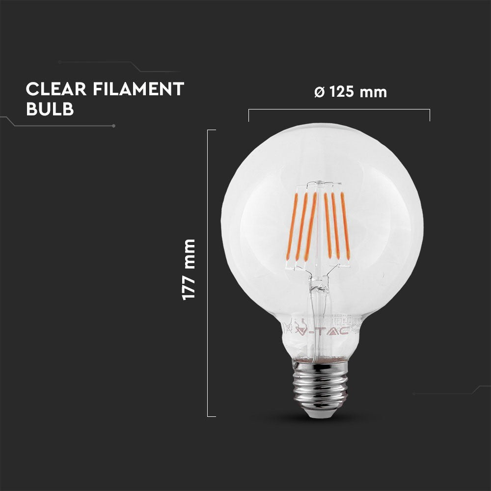 6W G125 Żarówka LED Filament / Chip SAMSUNG / Barwa:2700K / Trzonek:E27