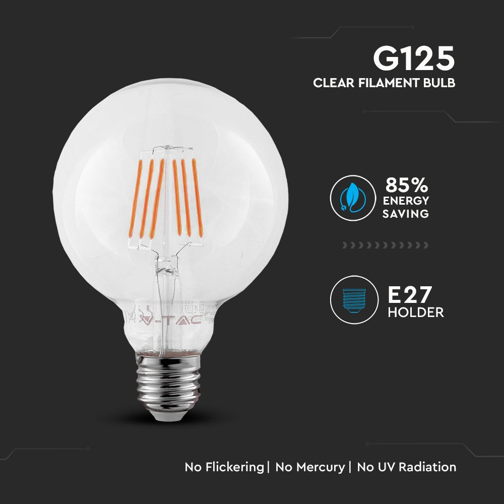 6W G125 Żarówka LED Filament / Chip SAMSUNG / Barwa:2700K / Trzonek:E27