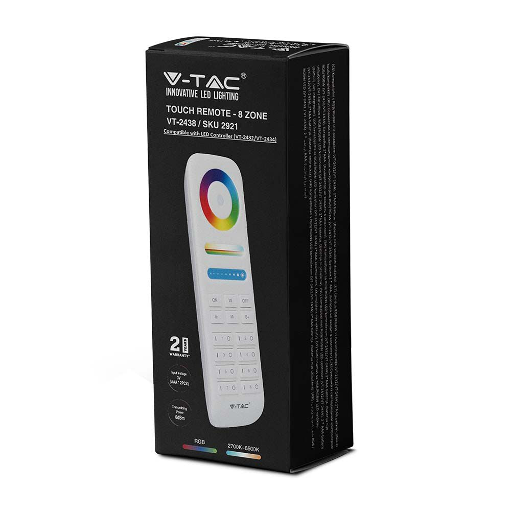 Pilot WiFi RGB+CCT do sterowników SKU 2912, 2913 / 8 strefowy / Obudowa: Biała