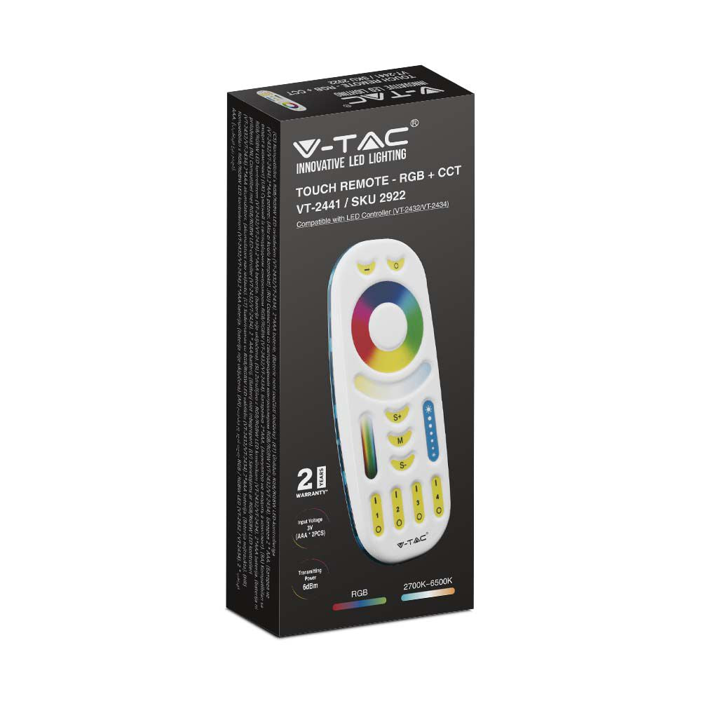 Pilot WiFi RGB+CCT do sterowników SKU 2912, 2913 / 4 strefowy / Obudowa: Biała