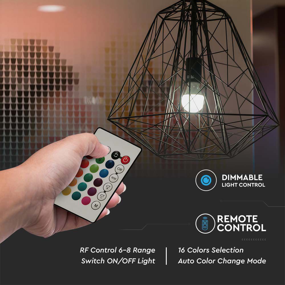 8.5W A60 Żarówka LED sterowana pilotem / Barwa:RGB+4000K / Trzonek:E27