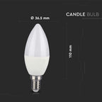 4.8W C35 Żarówka LED sterowana pilotem / Barwa:RGB+3000K / Ściemniana / Trzonek:E14