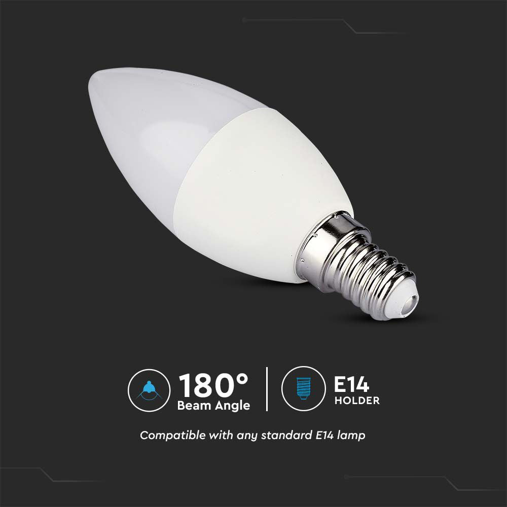 4.8W C35 Żarówka LED sterowana pilotem / Barwa:RGB+3000K / Ściemniana / Trzonek:E14