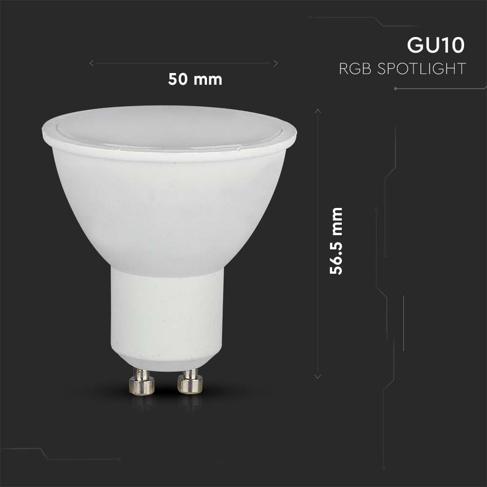4.8W GU10 Żarówka LED sterowana pilotem / Barwa:RGB+4000K / Ściemniana / Kąt 110' / Trzonek:GU10