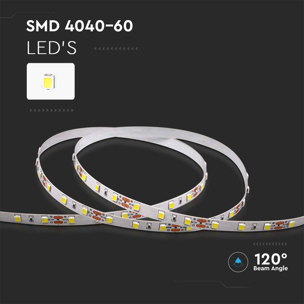 8W Taśma LED / Barwa:4000K / Zasilanie: 12V / IP20 / Rolka:5m
