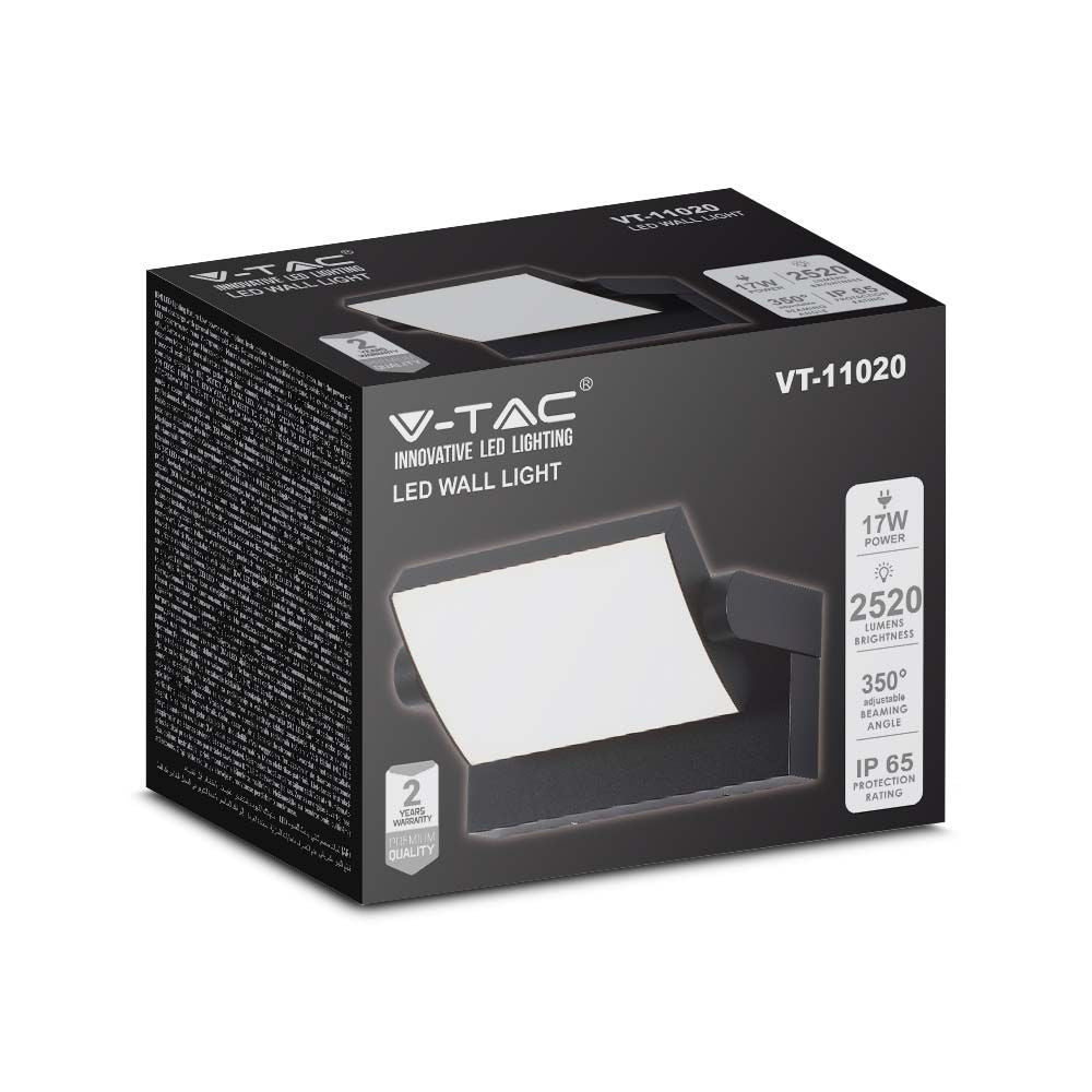17W Lampa ścienna LED / Barwa:3000K / Obudowa: Czarna / Kwadratowa
