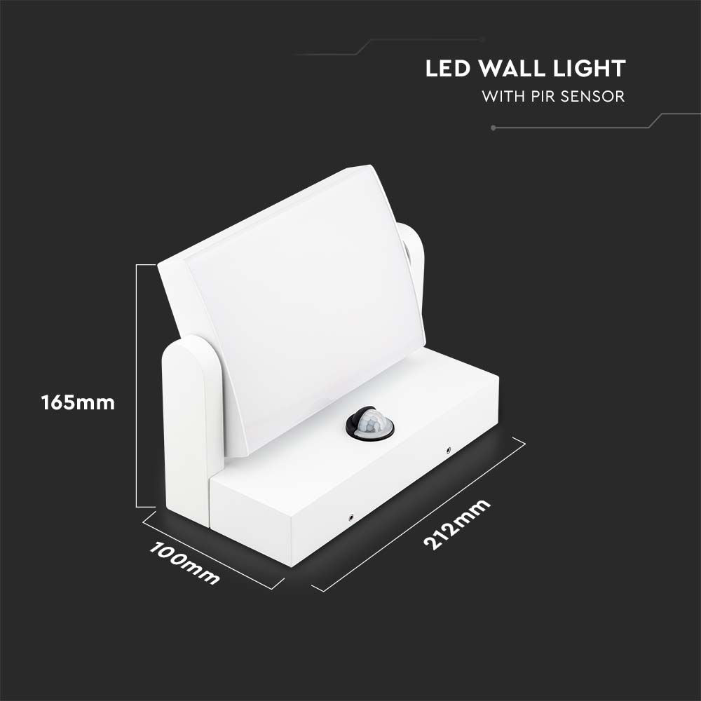 17W Lampa ścienna LED z czujnikiem ruchu / Barwa:4000K / Obudowa: Biała / Kwadratowa