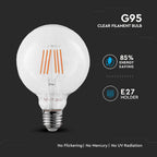 6W G95 Żarówka LED Filament / Chip SAMSUNG / Barwa:2700K / Trzonek:E27