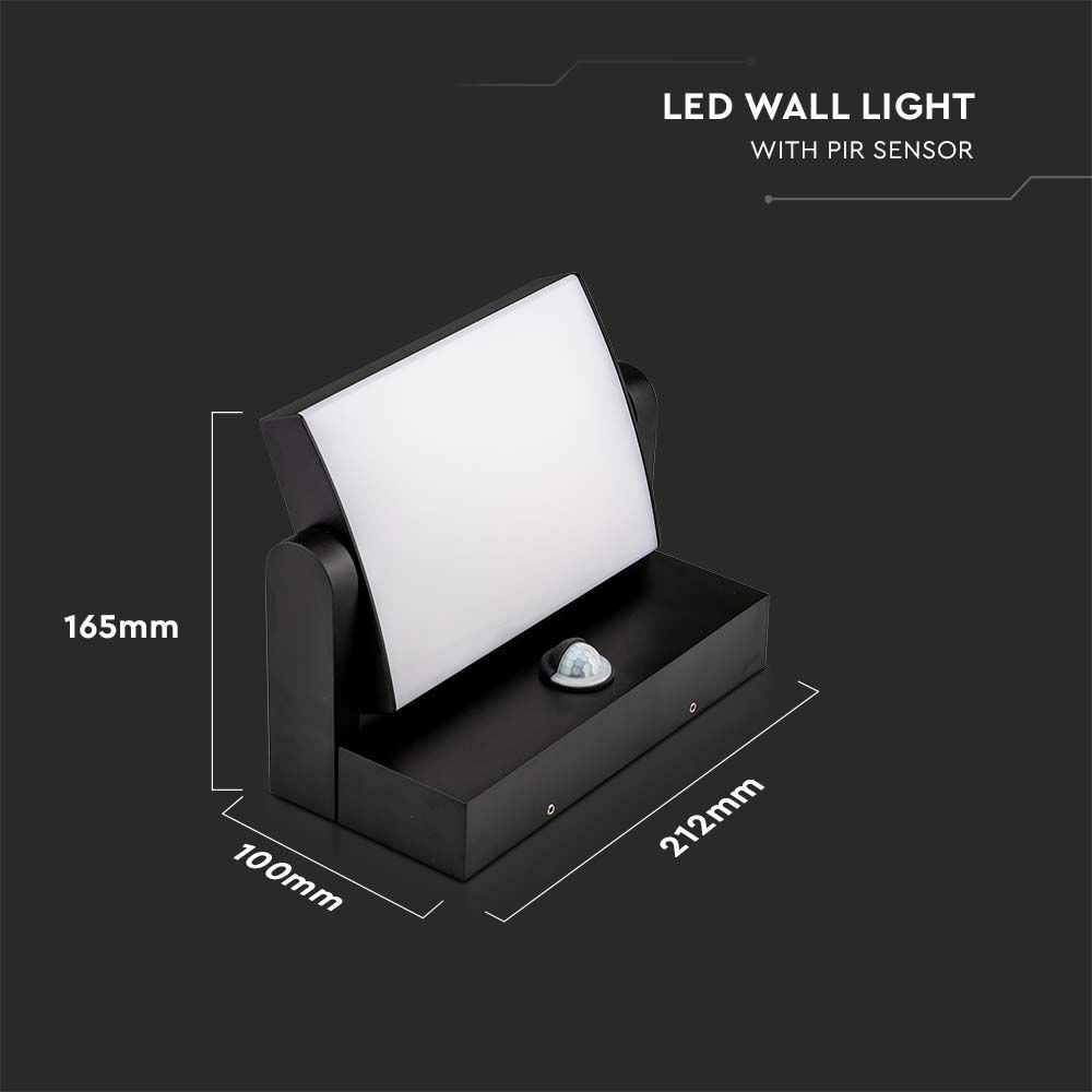 17W Lampa ścienna LED z czujnikiem ruchu / Barwa:4000K / Obudowa: Czarna / Kwadratowa