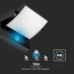 17W Lampa ścienna LED z czujnikiem ruchu / Barwa:4000K / Obudowa: Czarna / Kwadratowa