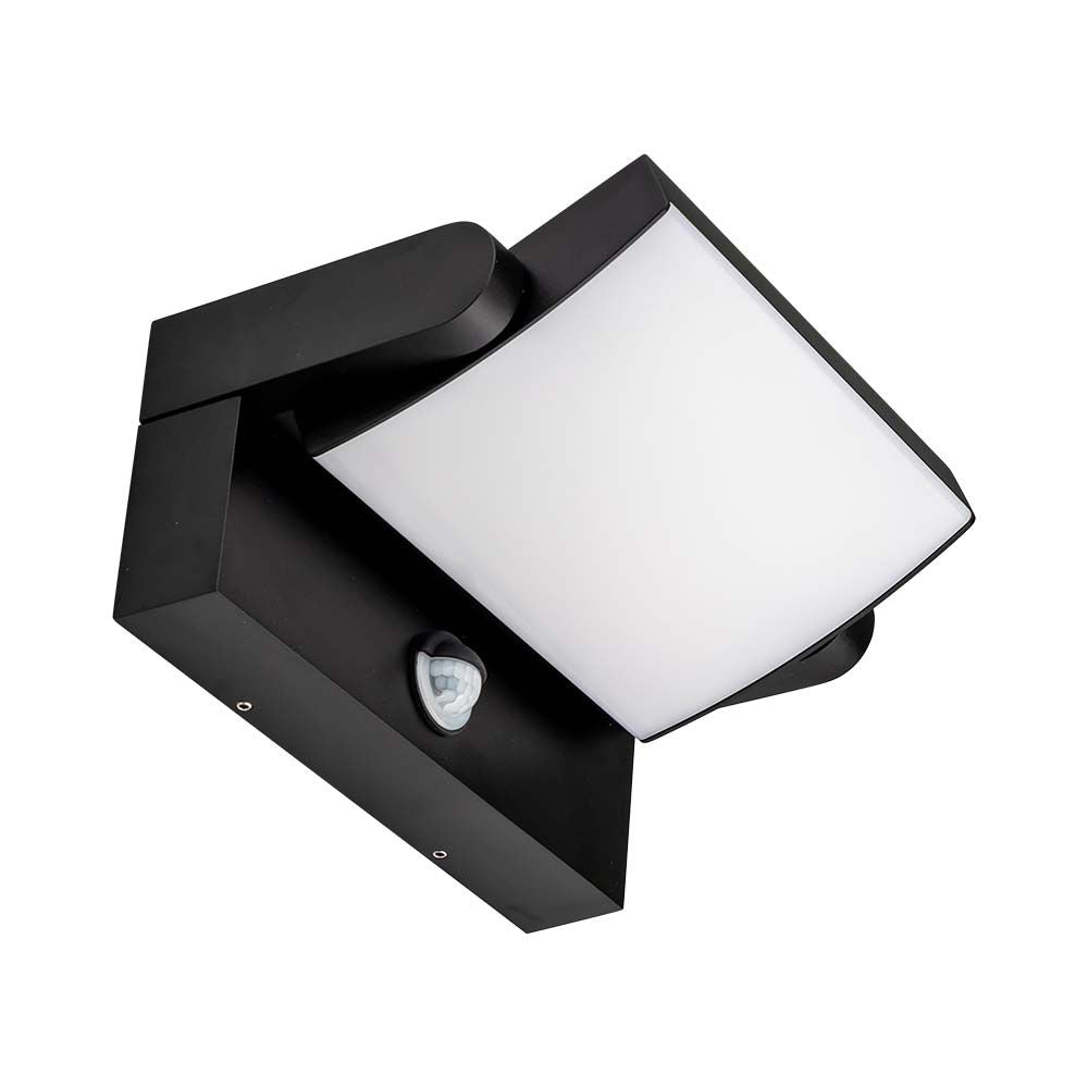 17W Lampa ścienna LED z czujnikiem ruchu / Barwa:3000K / Obudowa: Czarna / Kwadratowa