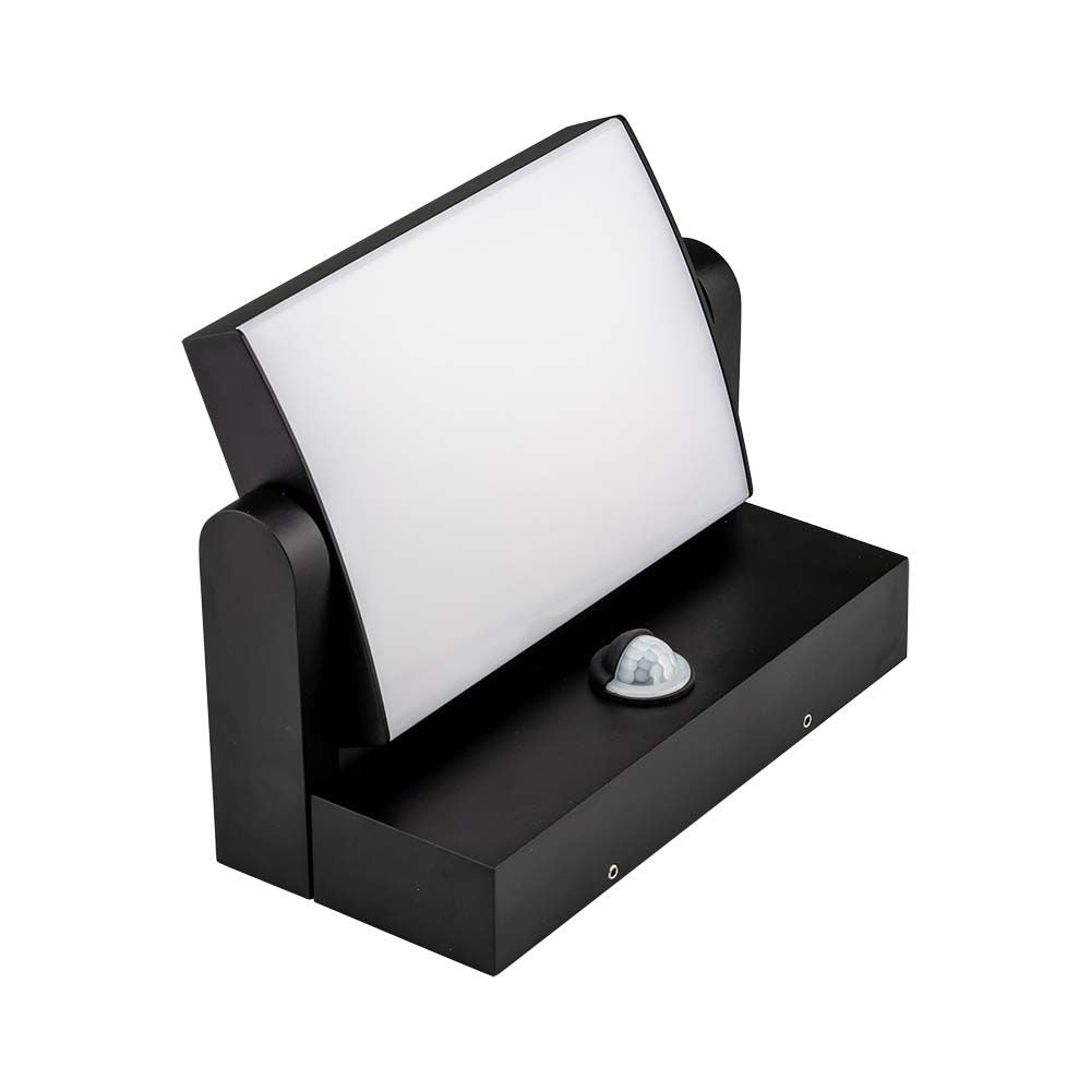 17W Lampa ścienna LED z czujnikiem ruchu / Barwa:3000K / Obudowa: Czarna / Kwadratowa