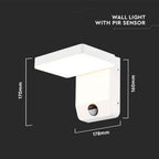17W Lampa ścienna LED z czujnikiem ruchu / Barwa:4000K / Obudowa: Biała / Kwadratowa