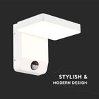 17W Lampa ścienna LED z czujnikiem ruchu / Barwa:3000K / Obudowa: Biała / Kwadratowa