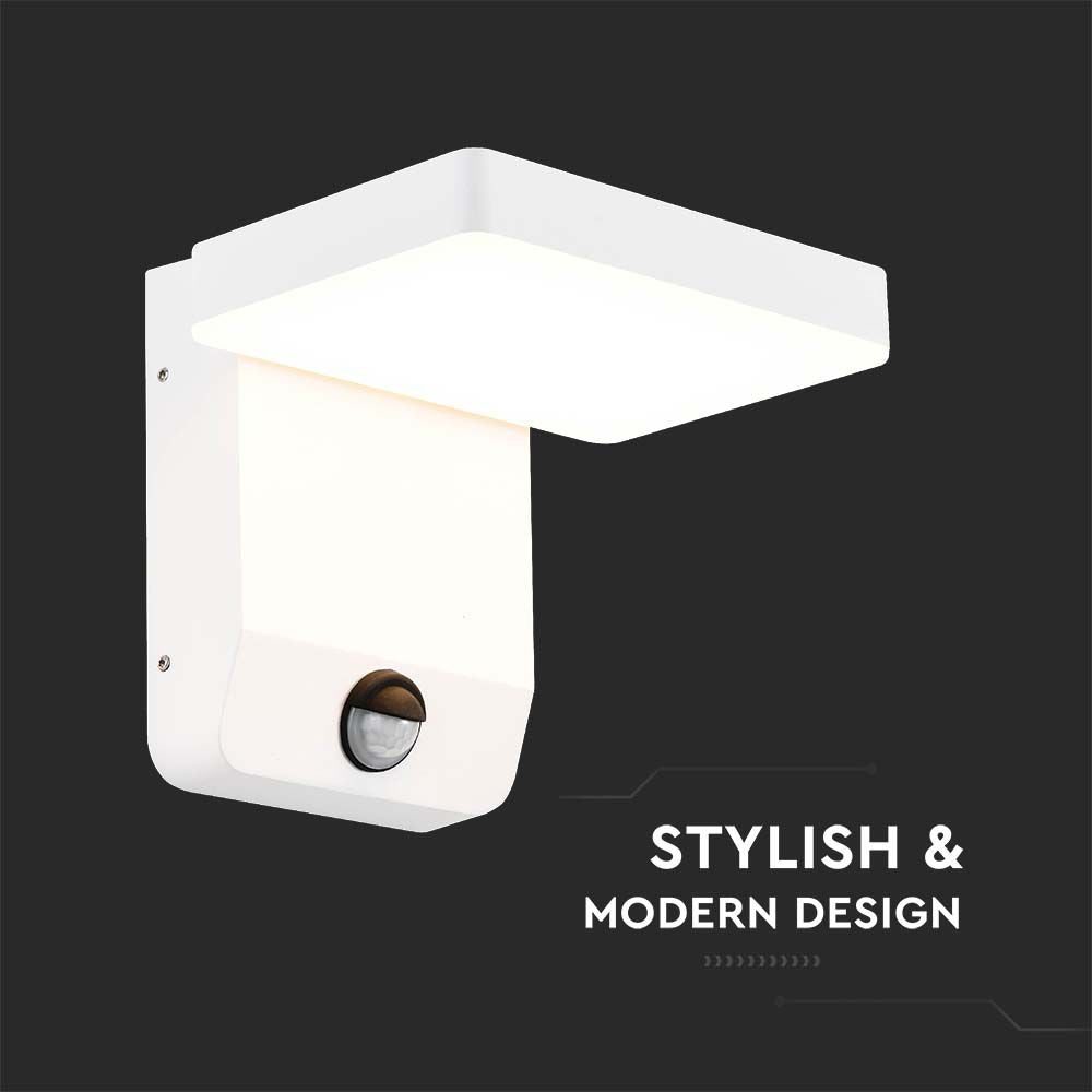 17W Lampa ścienna LED z czujnikiem ruchu / Barwa:4000K / Obudowa: Biała / Kwadratowa