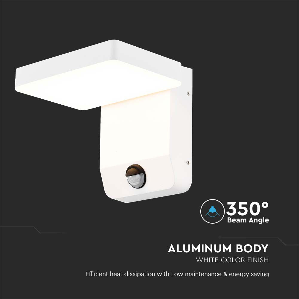 17W Lampa ścienna LED z czujnikiem ruchu / Barwa:3000K / Obudowa: Biała / Kwadratowa