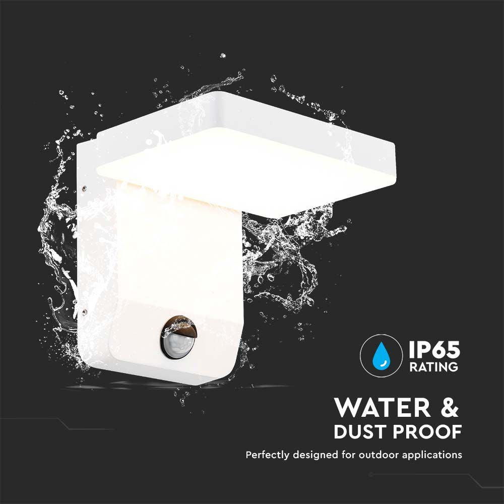 17W Lampa ścienna LED z czujnikiem ruchu / Barwa:4000K / Obudowa: Biała / Kwadratowa