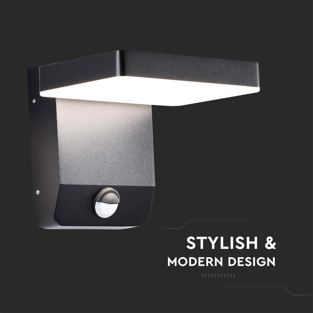 17W Lampa ścienna LED z czujnikiem ruchu / Barwa:4000K / Obudowa: Czarna / Kwadratowa
